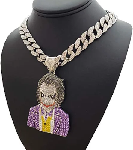 Vista 3 de Caja de colgante de estilo hip hop para hombre, cadena cubana con circonita cúbica Miami (colgante grande con circonita cúbica Miami cubana plateada)