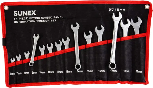 Vista 8 de Sunex Tools 9707M Juego de llaves combinadas métricas jumbo, 7 piezas (incluye caja de rollo)