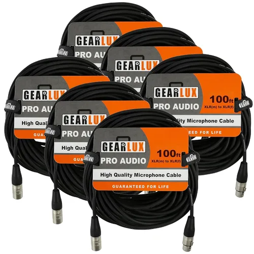 Vista 43 de Gearlux – Cable de micrófono XLR, completamente balanceado, macho a hembra, 25 pies - Paquete de 3