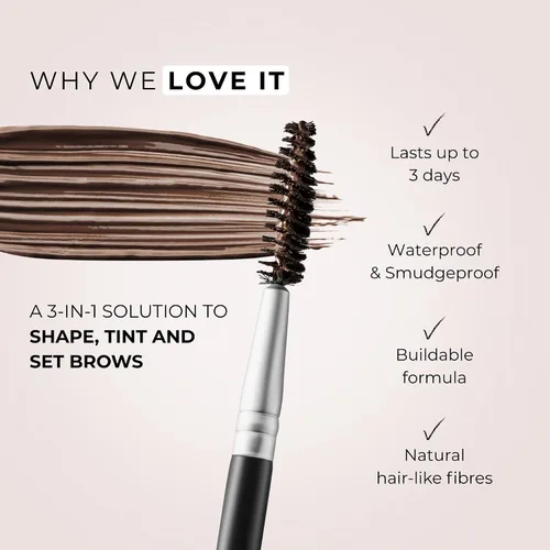 Vista 6 de WUNDER2 WUNDERBROW Gel de cejas de larga duración para maquillaje de cejas a prueba de agua, color castaño (el embalaje puede variar)