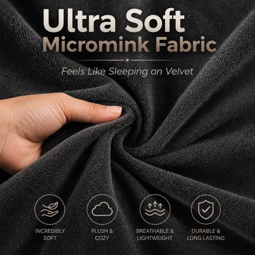 Vista 2 de EVOLIVE Micromink Suave, Piel Sintética, Funda de Almohada Corporal de Gamuza Sintética 21"x54" de Repuesto con Cierre de Cremallera