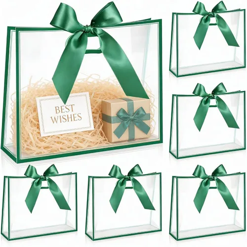 Vista 18 de Aliceset - 12 bolsas de regalo grandes de plástico transparente negro