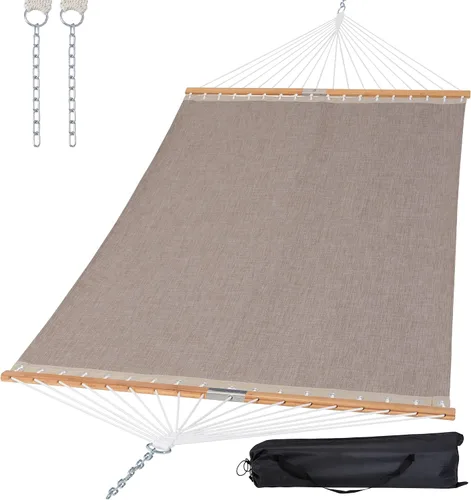 Vista 16 de SUNCREAT - Hamacas de 15 pies de tamaño doble con barra separadora de madera dura de secado rápido, hamaca para 2 personas para patio al aire libre