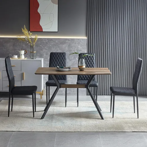 Vista 3 de Yogald - Mesa de comedor moderna de 47.27 pulgadas, mesa de comedor rectangular con patas de metal, ahorro de espacio para reuniones y comedor