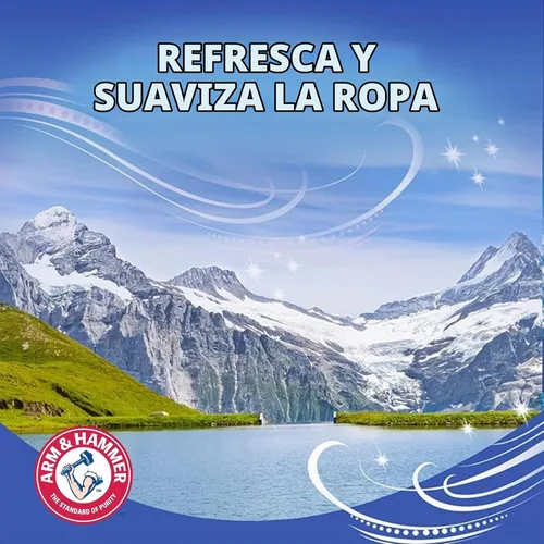Vista 3 de Arm & Hammer Essentials - Hojas suavizantes de telas, lluvia de montaña, 144