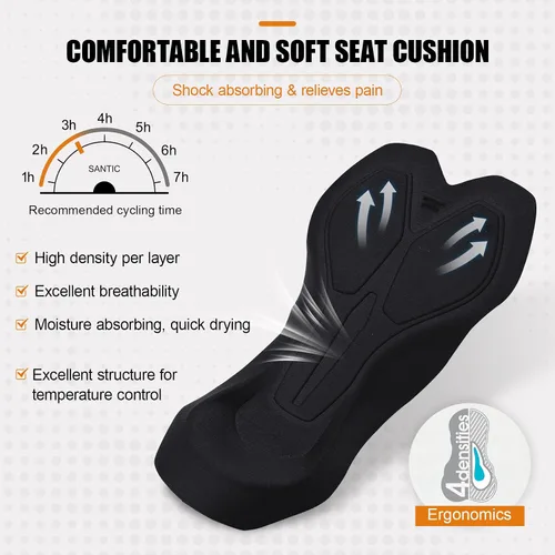 Vista 3 de Santic Pantalones largos de ciclismo para hombre, con bolsillo acolchado 4D