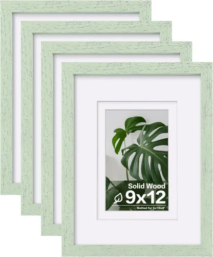 Vista 110 de Egofine - Juego de 4 portarretratos A4 de madera maciza y cubierta de plexiglás de 4 x 6/6 x 8 pulgadas con paspartú o A4 sin paspartú, para mesa