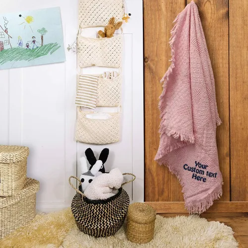 Vista 4 de Fastasticdeals Ropa de cama de bebé, mantas para niños y niñas, texto personalizado, nombre de algodón