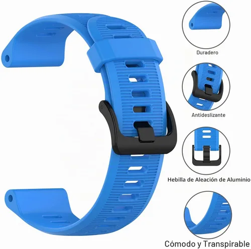 Vista 2 de ISABAKE Correa de reloj para Garmin Forerunner 935/945/955/965/745, pulsera de repuesto de silicona de 0.866 in para Fenix 5 Plus/Fenix 6 Azul