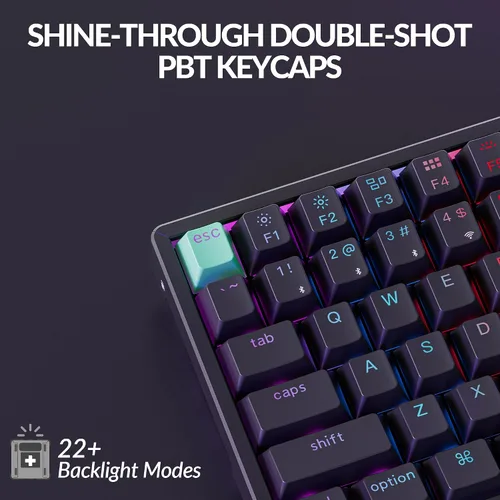 Vista 5 de Keychron Teclado mecánico personalizado inalámbrico K2 HE Rapid Trigger con efecto Hall Gateron interruptor magnético de doble riel, QMK 2.4 GHz