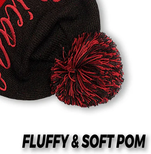 Vista 4 de Gorro de punto de estilo de fútbol para fanáticos del fútbol, sombrero de punto elegante deportivo con pompón, para hombres y mujeres, regalo