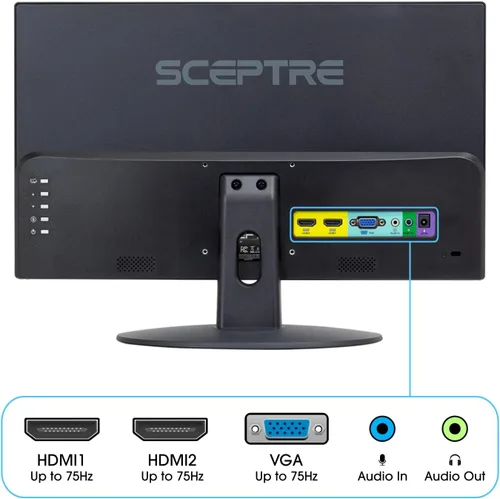 Vista 4 de Sceptre 22 pulgadas 1080p LED Monitor HDMI x2 VGA 99% sRGB montaje en pared listo altavoces integrados, negro máquina (serie E22)