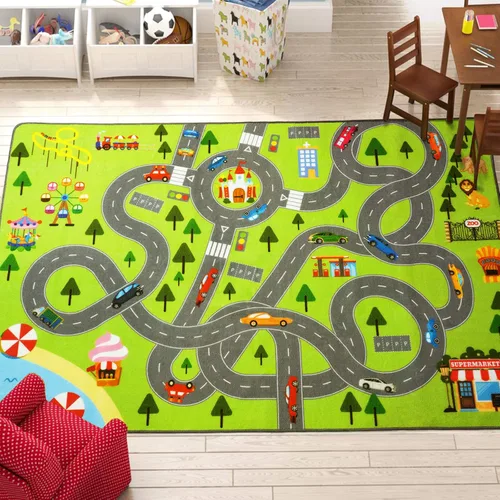 Vista 7 de HOMORE - Alfombra de juego para niños, alfombra para dormitorio de niños, sala de juegos de 4 x 6 pies Alfombra divertida y educativa de 48 x 76