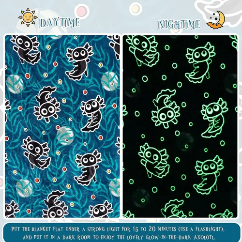 Vista 2 de Manta de ajolote para niños, regalo de juguete de ajolote para niños de 3 a 8 años, suave y acogedora manta de forro polar azul marino para cuna