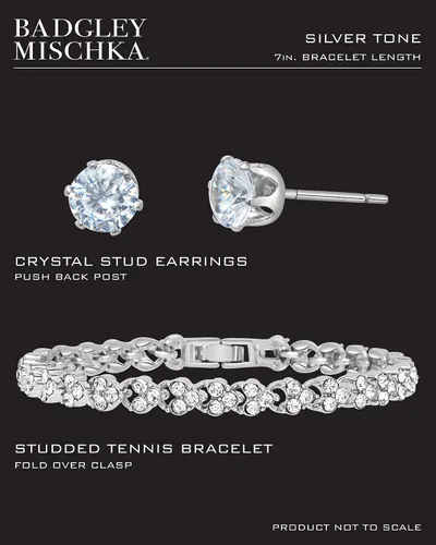 Vista 4 de Badgley Mischka Women's Strand Bracelet - Cubic Zirconia Tennis Bracelet and Matching Stud Earrings - Bridal Bridesmaids Wedding Jewelry for Women