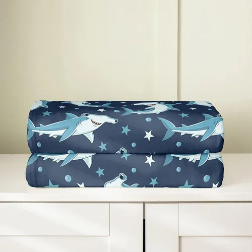 Vista 4 de Erosebridal Hammerhead Shark Flannel Blanket 40x50 Marine Life Fuzzy Plush Throw for Sofa Couch Hammerhead Shark Lover Gifts Ocean Sealife Fleece