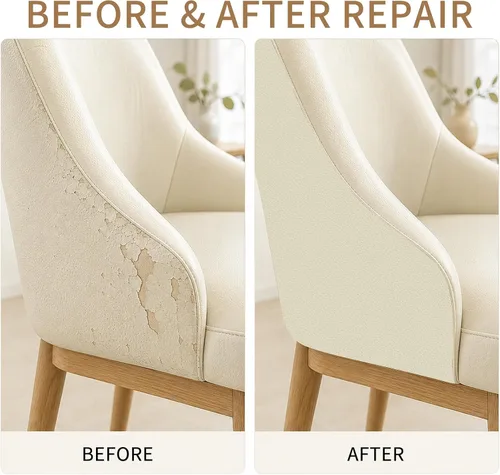 Vista 5 de Parche de reparación de cuero para sofás, kit de cinta de reparación de cuero autoadhesiva para muebles, sofás, asientos de automóvil, sillas, Beige