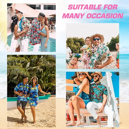 Vista 6 de Camisa hawaiana personalizada para hombres con cara, camisas florales tropicales personalizadas con foto de marido Aloha Beach Flower Shirt