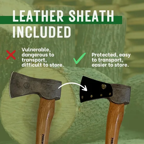 Vista 3 de FORESTER Woodman - Hacha de corte de madera de 24 pulgadas con vaina, hacha multiusos con mango de nogal para cortar y cortar madera, acero sueco