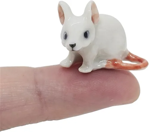 Vista 10 de WitnyStore Pequeña figura de ratón negro de 1¾ pulgadas de largo, hecha a mano, hecha a mano, de cerámica, rata, roedor, animales, porcelana