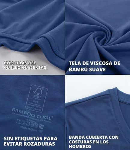 Vista 4 de BAMBOO COOL Camisetas interiores para hombre, cuello en V, suaves, que
