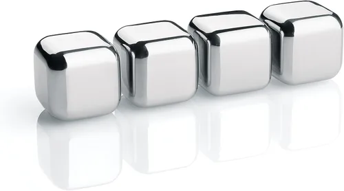 Vista 4 de Cilio Piedras refrescantes reutilizables de acero inoxidable, 1 pulgada, juego de 4, incluye estuche de almacenamiento