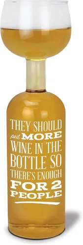 Vista 2 de BigMouth Inc. Vaso-botella de vino definitivo – Contiene una botella entera de 750 ml de vino, lee “Deberían poner más vino en la botella para que