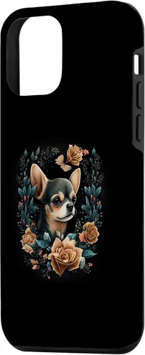 Vista 2 de iPhone 12 mini Chihuahua Lindo perro Hermoso Flores Niña Estuche para plantas