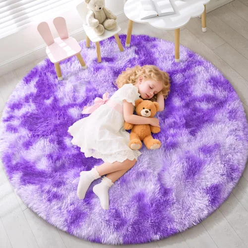 Vista 80 de EVOIONOS Alfombra Redonda Negra para Dormitorio, 4x4 Pies Alfombra de Área Circular Suave y Esponjosa para Sala de Estar, Alfombra Circular de Felpa