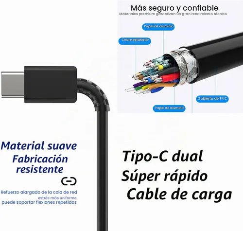 Vista 4 de Cargador súper rápido de 65 W para Samsung Fold8 Ultra iPhone17 Pro Max Compatible for Galaxy Z Fold7 Fold6 Fold5 Flip7 Flip6 S26 Ultra Note20