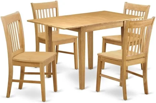Vista 7 de East West Furniture NDNO3-BCH-W - Juego de comedor de 3 piezas para espacios pequeños que contiene una mesa de comedor rectangular con gotas y 2