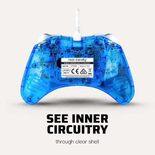 Vista 4 de Rock Candy Wired Gaming Switch Pro Controller - Zelda Breath of the Wild - Blue - Official License Nintendo - OLED Lite Compatible - Compact