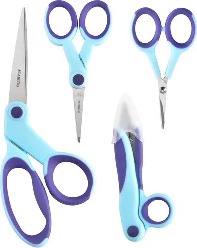 Vista 9 de SCAIKTIG Tijeras de detalle de 5 pulgadas con punta inclinada, pequeñas tijeras de bordado multiusos para coser, tela, corte de papel, blanco