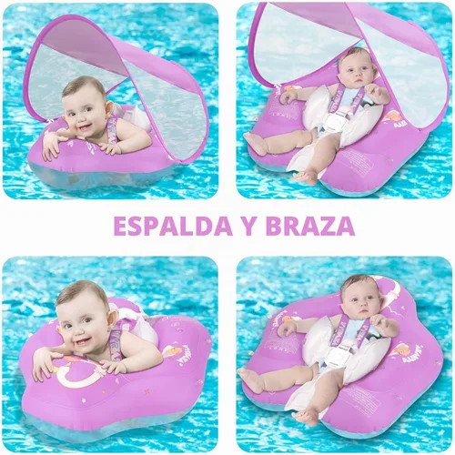 Vista 5 de LOOWARTS Baby Pool Float with Canopy and Safety Seat,Infant Swim Float & Pool Float & Baby Water Float & Swimming Floats UPF50+ UV Protection for