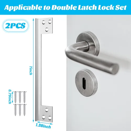 Vista 3 de Blulu 2 unidades de placa de protección de pestillo de puerta de 7 pulgadas de ángulo de salida protector protector en forma de L refuerzo