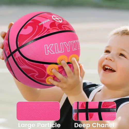 Vista 6 de KUYOTQ Baloncesto para Niños Pequeños Jóvenes Adultos Talla (3~7) Baloncesto de Goma Engrosada o Cuero Pequeño Mini Baloncesto Tacto Suave