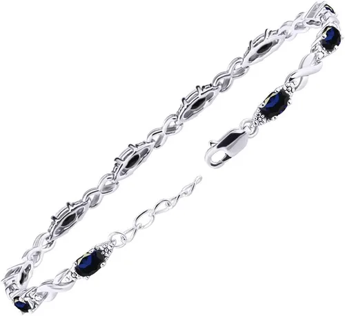 Vista 3 de Rylos Pulseras para mujer de plata esterlina 925 XO Hugs & Kisses - Pulsera de tenis con piedras preciosas y diamantes genuinos ajustables