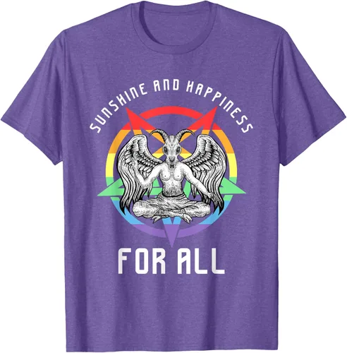 Vista 10 de Funny Sunshine and Happiness for All LGBT Gay Pride Baphomet Camiseta Negro