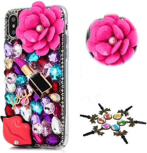 Vista 9 de Sparkle - Funda compatible con Samsung Galaxy A14 5G, elegante funda 3D hecha a mano con diamantes de imitación de estrella musical, diseño
