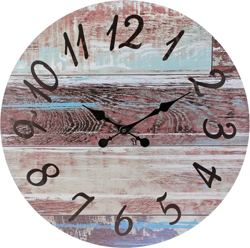 Vista 8 de Stonebriar - Reloj de pared de madera rústica, funciona con pilas, decoración de pared clásica de granja para la cocina, sala, dormitorio u oficina