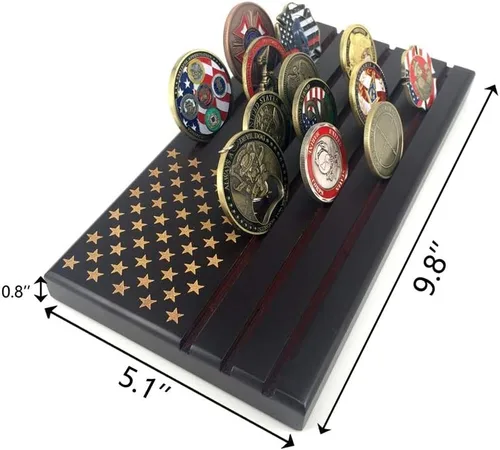 Vista 2 de WOERDA Exhibición de monedas de desafío de 6 filas con bandera americana