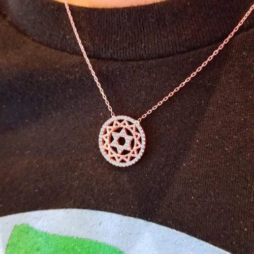Vista 4 de Alef Bet by Paula Jewish Star of David Necklace for Women and Girls with Sparkling Clear Cz Cubic Zirconia Stones on Adjustable Chain Length
