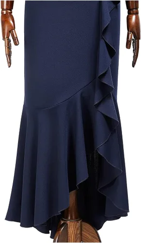 Vista 8 de MISSMAY Vestido largo formal de dama de honor con volantes y encaje floral para mujer
