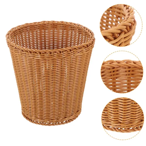 Vista 4 de LABRIMP Cesta de basura plástica tejida organizador de almacenamiento Home Office Basket Willow