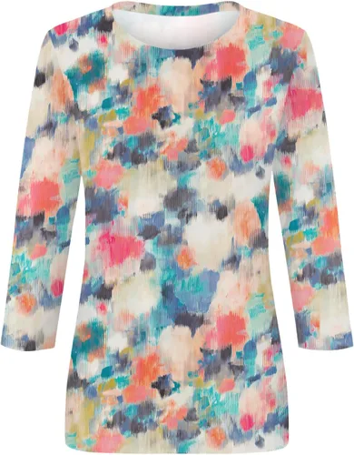 Vista 3 de Camisetas de manga 34 para mujer con estampado de flores, blusas casuales de talla grande