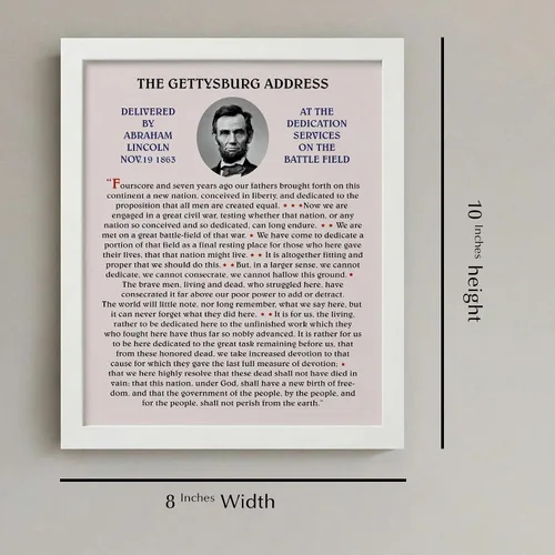 Vista 2 de Abraham Lincoln The Gettysburg Address - Póster histórico de Estados Unidos para el hogar, oficina, aula y decoración patriótica