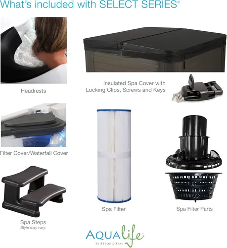 Vista 26 de Bañera de Hidromasaje AquaLife Serie Select® de 7 Personas con 100 Chorros de Acrílico, sin Asiento, con Ozonizador y Escalones