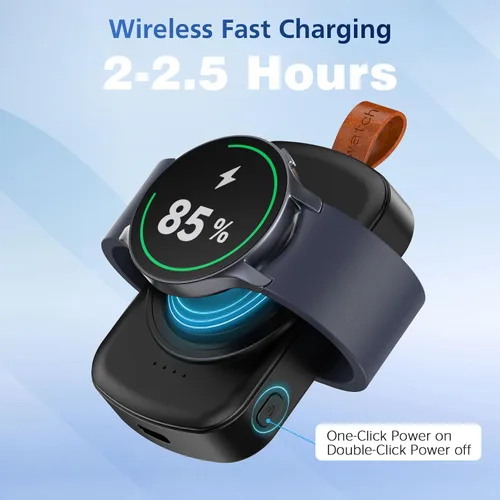 Vista 3 de Cargador portátil para Samsung Galaxy Watch, cargador portátil de 1800 mAh para Samsung Galaxy Watch 8/8 Classic/7/Ultra/6/6 Classic/5/5 Pro/4/3