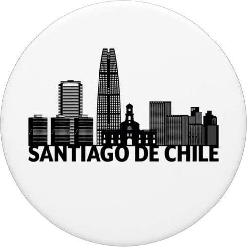 Vista 3 de Santiago de Chile City Skyline Silhouette Outline Sketch PopSockets Swappable PopGrip