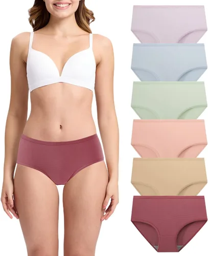 Vista 14 de BAMBOO COOL Ropa interior transpirable de malla de bambú para mujer, bragas de absorción de humedad, suaves y ligeras Multicolor A (paquete de 6)